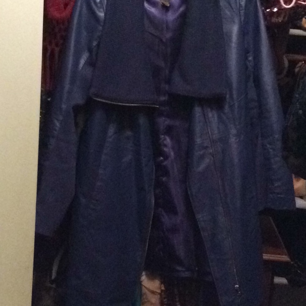 Mid length leather coat new no tags